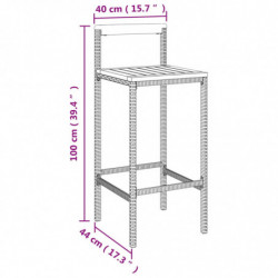 Barhocker 2 Stk. Grau Poly Rattan und Massivholz Akazie