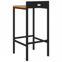 Barhocker 4 Stk. Schwarz Poly Rattan und Massivholz Akazie