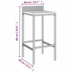 Barhocker 2 Stk. Schwarz Poly Rattan und Massivholz Akazie