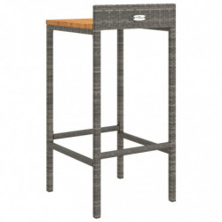 Barhocker 4 Stk. Grau Poly Rattan und Massivholz Akazie