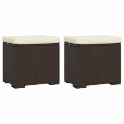 Hocker mit Kissen 2 Stk. Braun 40x30x40 cm Poly Rattan