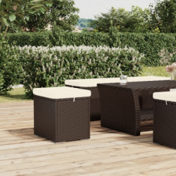 Hocker mit Kissen 2 Stk. Braun 40x30x40 cm Poly Rattan