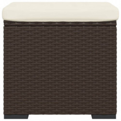 Hocker mit Kissen 2 Stk. Braun 40x30x40 cm Poly Rattan