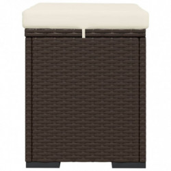 Hocker mit Kissen 2 Stk. Braun 40x30x40 cm Poly Rattan