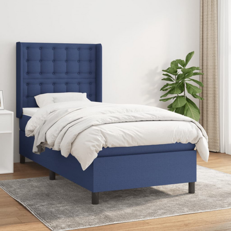 Boxspringbett mit Matratze Blau 80x200 cm Stoff