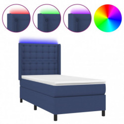 Boxspringbett mit Matratze & LED Blau 80x200 cm Stoff