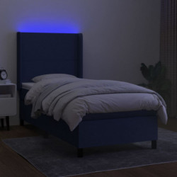 Boxspringbett mit Matratze & LED Blau 80x200 cm Stoff