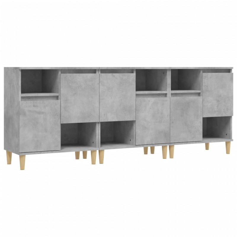 Sideboards 3 Stk. Betongrau 60x35x70 cm Holzwerkstoff