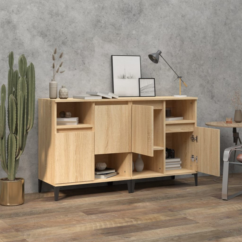 Sideboards 2 Stk. Sonoma-Eiche 60x35x70 cm Holzwerkstoff