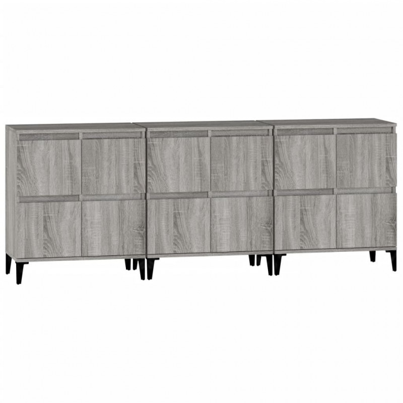 Sideboards 3 Stk. Grau Sonoma 60x35x70 cm Holzwerkstoff