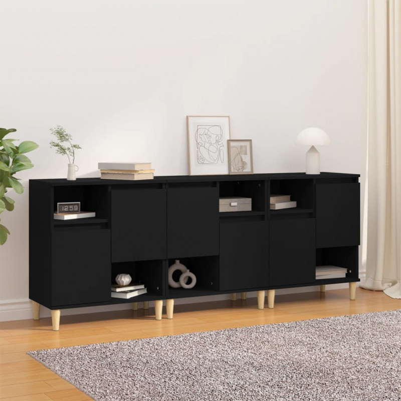 Sideboards 3 Stk. Schwarz 60x35x70 cm Holzwerkstoff