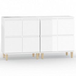 Sideboards 2 Stk. Hochglanz-Weiß 60x35x70 cm Holzwerkstoff