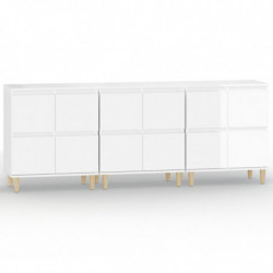 Sideboards 3 Stk. Hochglanz-Weiß 60x35x70 cm Holzwerkstoff