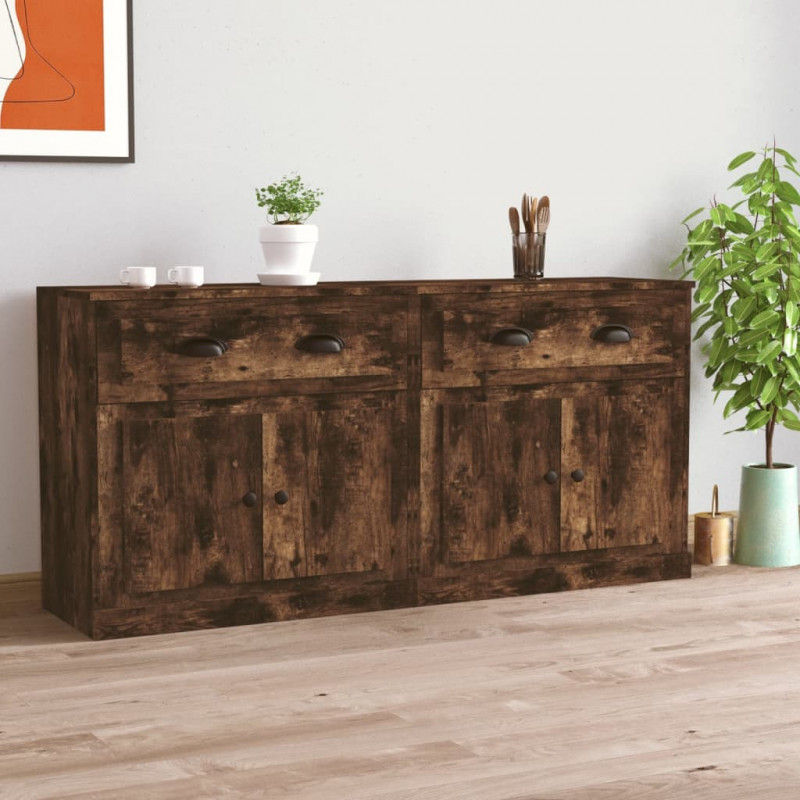 Sideboards 2 Stk. Räuchereiche Holzwerkstoff