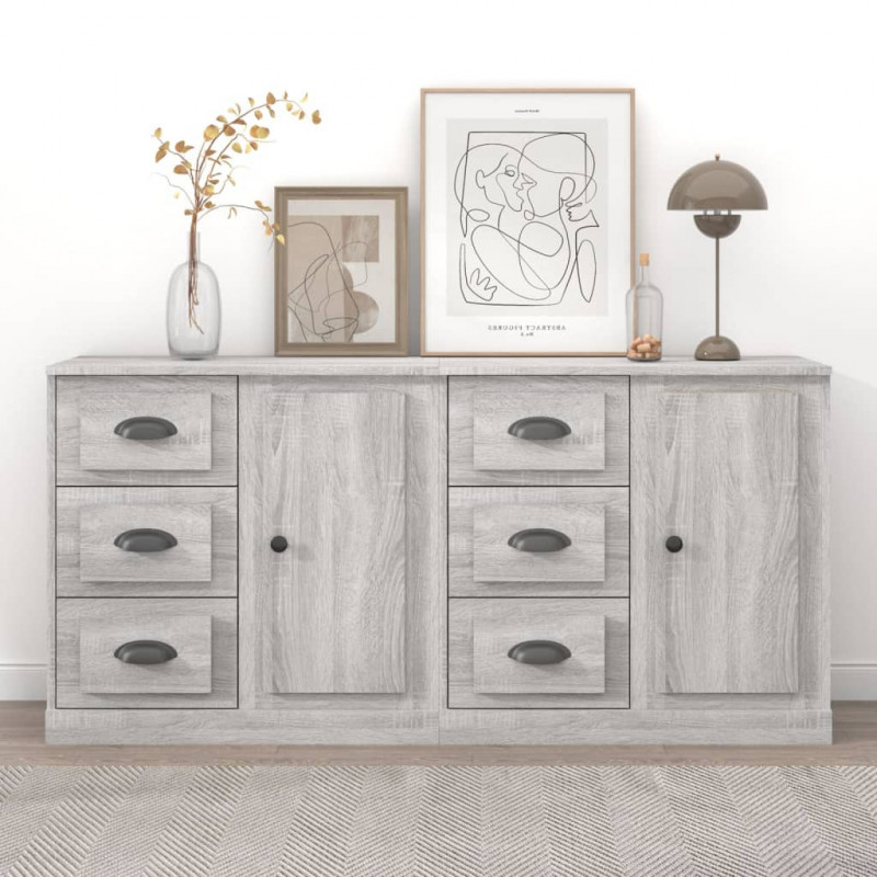 Sideboards 2 Stk. Grau Sonoma Holzwerkstoff