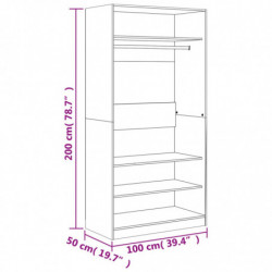 Kleiderschrank Räuchereiche 100x50x200 cm Holzwerkstoff