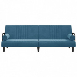 Schlafsofa mit Armlehnen Blau Samt