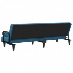 Schlafsofa mit Armlehnen Blau Samt