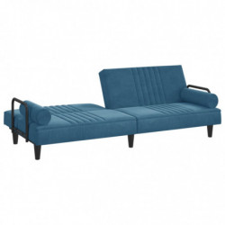 Schlafsofa mit Armlehnen Blau Samt