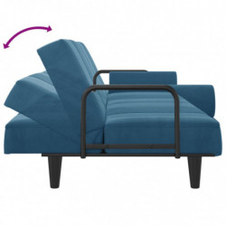 Schlafsofa mit Armlehnen Blau Samt