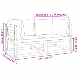 Modular-Ecksofas 2 Stk. mit Kissen Taupe Massivholz Akazie