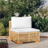 Garten-Mittelsofa mit Creme Kissen Massivholz Teak