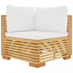 Garten-Ecksofa mit Creme Kissen Massivholz Teak