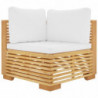 Garten-Ecksofa mit Creme Kissen Massivholz Teak