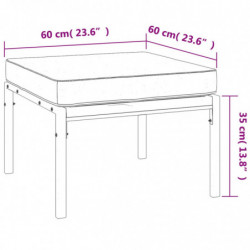 Gartenhocker mit Sandfarbigen Kissen 2 Stk. 60x60x35 cm Stahl