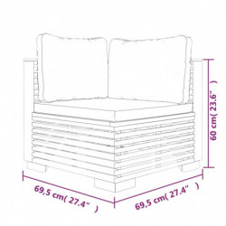 Garten-Ecksofa mit Dunkelgrauen Kissen Massivholz Teak