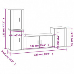 4-tlg. TV-Schrank-Set Räuchereiche Holzwerkstoff