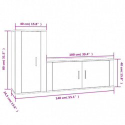 2-tlg. TV-Schrank-Set Räuchereiche Holzwerkstoff