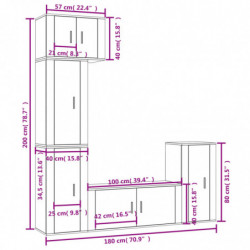 5-tlg. TV-Schrank-Set Räuchereiche Holzwerkstoff