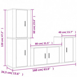 4-tlg. TV-Schrank-Set Hochglanz-Weiß Holzwerkstoff