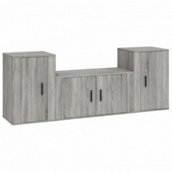 3-tlg. TV-Schrank-Set Grau Sonoma Holzwerkstoff