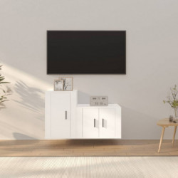 2-tlg. TV-Schrank-Set Weiß Holzwerkstoff