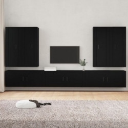 7-tlg. TV-Schrank-Set Schwarz Holzwerkstoff