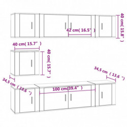 7-tlg. TV-Schrank-Set Grau Sonoma Holzwerkstoff