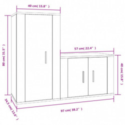 2-tlg. TV-Schrank-Set Betongrau Holzwerkstoff