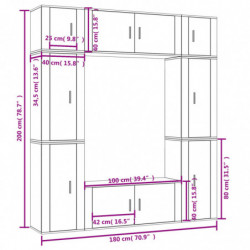 8-tlg. TV-Schrank-Set Hochglanz-Weiß Holzwerkstoff