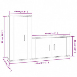 2-tlg. TV-Schrank-Set Grau Sonoma Holzwerkstoff