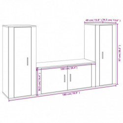 3-tlg. TV-Schrank-Set Betongrau Holzwerkstoff