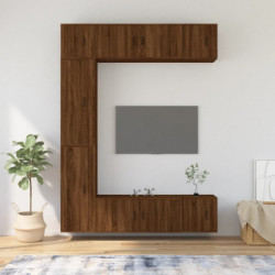 7-tlg. TV-Schrank-Set Braun Eichen-Optik Holzwerkstoff