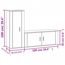 2-tlg. TV-Schrank-Set Räuchereiche Holzwerkstoff