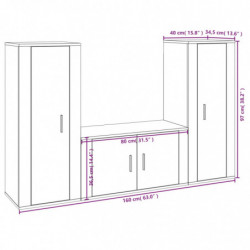 3-tlg. TV-Schrank-Set Schwarz Holzwerkstoff