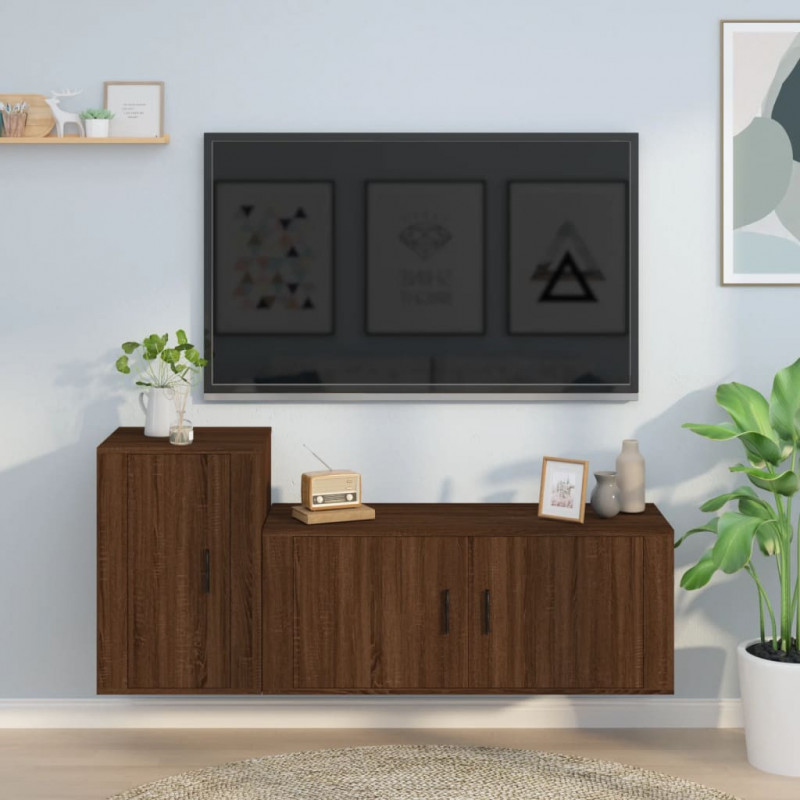 2-tlg. TV-Schrank-Set Braun Eichen-Optik Holzwerkstoff