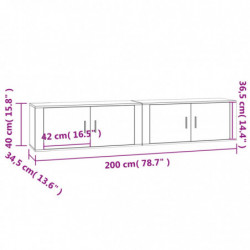 TV-Wandschränke 2 Stk. Grau Sonoma 100x34,5x40 cm