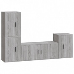 4-tlg. TV-Schrank-Set Grau Sonoma Holzwerkstoff