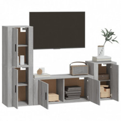 4-tlg. TV-Schrank-Set Grau Sonoma Holzwerkstoff