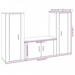 3-tlg. TV-Schrank-Set Räuchereiche Holzwerkstoff